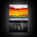 Sunset Reflection, Dramatic Skies, Ocean Scene, Framed Canvas Print, Vibrant Seascape, Living Room Wall Art, Fall Painting, Coastal Decor