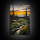 Mountain Sunset, Wilderness Landscape, Nature Wall Art, Outdoor Adventure Print, Framed Canvas Print, Living Room Decor, Cabin Aesthetic