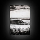 Black White Waves, Ocean Wall Art, Minimalist Coastal, Framed Canvas Print, Beach House Decor, Monochrome Seascape, Surfer Gift