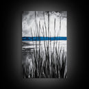Tall Grass, Serene Lake View, Minimalist Coastal Art, Black White Landscape, Contemporary Home Decor, Canvas Print