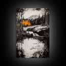 Mountain Stream, Autumn Forest, Nature Landscape Art, Cabin Decor, Wilderness Scenic Print, Living Room Wall Art, Canvas Print