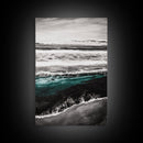Monochrome Ocean Print, Coastal Wave Seascape, Nautical Wall Decor, Black and White Wall Art, Beach House Art, Framed Canvas Print