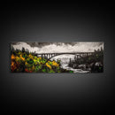 Forest Bridge, Scenic Landscape, River Valley, Canvas Print, Rustic Wall Art, Cabin Decor, Nature Inspired, Living Room Art, Moody Aesthetic