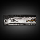 Frozen Cave, Monochrome Landscape, Framed Canvas Print, Winter Wall Art, Dramatic Nature Scene, Home Office Decor, Unique Black and White Art