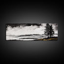 Coastal Landscape Art, Black and White Wall Print, Minimalist Seascape Decor, Modern Beach House Artwork, Canvas Print