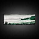 Foggy Mountains, Misty Forest Scene, Serene Nature Art, Minimalist Wall Decor, Framed Canvas Print, Bedroom Wall Art, Green Tones, Tranquil Vibes