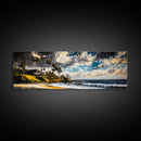 Beach Escape, Cliffside Home, Coastal Scene, Canvas Print, Ocean Landscape, Beach House Art, Nautical Decor, Living Room Artwork