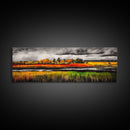 Fall Fields, Autumn Trees, Golden Landscape, Countryside Art, Framed Canvas Print, Farmhouse Wall Art, Rustic Home Decor, Harvest Scene