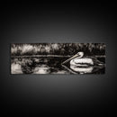 Pelican Reflection, Black White, Wildlife Art, Canvas Print, Nature Wall Art, Coastal Home Decor, Bird Lovers Gift, Monochrome Photography