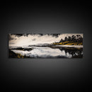 Coastal Reflection, Black White Art, Framed Canvas Print, Modern Landscape Art, Minimalist Decor, Large Wall Art, Bedroom Wall Art