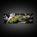 Colorful Snake, Psychedelic Reptile Art, Nature Painting, Wildlife Print, Vibrant Scales, Unique Wall Decor, Framed Canvas Print