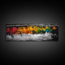 Colorful Reflection, Abstract Water Art, Nature Painting, Autumn Trees, Vibrant Colors, Black and White Contrast, Canvas Print
