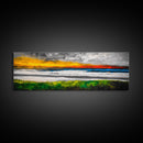 Sunset Beach, Ocean Waves, Abstract Seascape, Framed Canvas Print, Modern Coastal Decor, Living Room Wall Art, Beach House Art