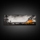 Wildfire Horizon, Dramatic Nature Art, Wilderness Wall Decor, Canvas Print, Black and White Art, Abstract Fire Painting, Rustic Home Art