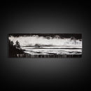Black White Seascape, Ocean Storm, Dramatic Sky, Framed Canvas Print, Minimalist Art, Coastal Wall Decor, Office Accent, Nautical Home Art