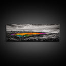 Vibrant Ocean Rock, Colorful Pool, Dramatic Sky, Canvas Print, Abstract Seascape, Modern Wall Art, Unique Art Piece, Living Room Decor