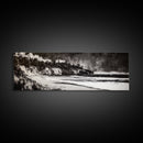Bold Coastal Cliff, Monochrome Seascape Painting, Dramatic Nature Wall Art, Minimalist Ocean Print, Modern Home Decor, Framed Canvas Print
