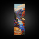 Scenic, Autumn, River, Tranquility, Framed Canvas Print with colorful fall reflections, rustic country wall art, cabin art,  office decor
