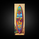 Surfboard, Floral, Bright, Tropical - Canvas Print, Surfboard Wall Art, Beach House Decor, Tropical Living Room Accent, Summer Art Print