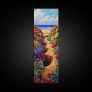 Beach Trail, Colorful Dunes, Coastal Nature Path Art, Vibrant Summer Landscape, Boho Bedroom Decor, Canvas Print