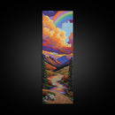 Rainbow Mountains, Sunset, Reflection, Framed Canvas Print, Rainbow landscape canvas, colorful scenic view, cabin wall art, mountain decor