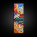 Wave Surf, Sunset, Canvas Print, Vibrant crashing wave at sunset painting, beach lover decor, bold coastal art, beach house wall art