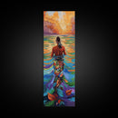 Woman Water, Sunset, Canvas Print, Bohemian Abstract Wall Art, Feminine Bedroom Decor, Sunset Painting, Vibrant Beach Vibes