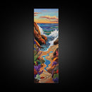 Beach Path, Rocks, Canvas Print, Coastal Wall Art, Nature Inspired Hallway Decor, Vibrant Ocean Scene, Boho Beach Aesthetic