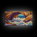 Cave Ocean, Wave, Cliff, Canvas Print, Coastal Nature Art, Bold Seaside Landscape Painting, Living Room Wall Decor, Nature Escape