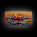 Lotus Lily, Pond, Zen, Canvas Print, Meditative floral wall art, zen home office decor, vibrant water lily boho art, yoga room painting