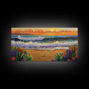 Ocean Sunset, Waves, Coastal, Canvas Print, ocean waves at sunset, Coastal Wall Art, vibrant seascape decor, beach house art