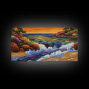 Coastal Stream, Sunset Shore, Nature Escape, Canvas Print, Tropical Landscape Wall Art, Vibrant Living Room or Office Decor