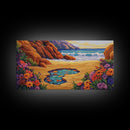 Tide Pool, Sandy Shore, Flower Beach, Canvas Print, Coastal Floral Wall Art, Vibrant Kitchen  Art, Hallway Summer Decor