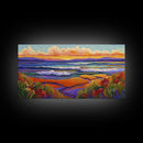 Sunset Ocean, Landscape, Canvas Print, Serene Seascape Painting, Colorful Beach Wall Art, Tranquil Nature Home Decor