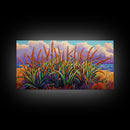 Wheat Grasses, Coastal, Sunrise, Canvas Print rustic boho kitchen wall art, country field beach decor, nature inspired autumn artwork