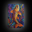 Trout Fish, Underwater, Nature, Framed Canvas Print, fishing cabin decor, wildlife art, nature lover gift, colorful lake house wall art