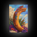 Driftwood, Woven Textile, Desert Sky, Framed Canvas Print, rustic wall art, southwest decor, colorful boho style, Entryway Wall Art