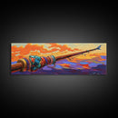 Fishing Pole, Ocean Cast, Sunset Waters, Canvas Print, fisherman gift, nautical wall art, rustic cabin decor, outdoor artwork