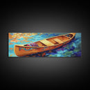 Canoe Reflections, Still Water, Nature Adventure, Relaxing Vibe, Canvas Print, Lake House Decor, Peaceful Boho Wall Art