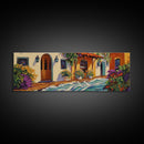 Hacienda Courtyard, Rustic Charm Art, Southwest Home Decor, Floral Garden Wall Accent, Framed Canvas Print, Dining Room Style