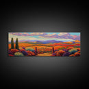 Mountain Sunset View, Western Hillside, Country Valley Gate, Framed Canvas Print, Fall Landscape Art, Rustic Farmhouse Decor