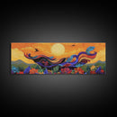 Abstract Bird, Flying Feathers, Bold Sunset, Canvas Print, Vibrant Boho Art, Living Room Statement Piece, Fall Color Palette