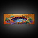 Autumn Oasis, Colorful Pond, Nature Fantasy, Framed Canvas Print, Fall Wall Art, Botanical Bedroom Decor, Vibrant Landscape Painting