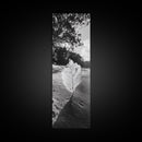 Autumn Leaf Beach, Fall Nature Scene, Minimal Wall Decor, Framed Canvas Print, Seasonal Bedroom Art, Black and White Photography