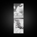 Ocean View Chair, Sandy Dunes, Seaside Retreat, Minimalist Beach, Calm Vibes, Framed Canvas Print, Bedroom Wall Art, Coastal Cottage Style