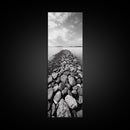 Rocky Jetty, Ocean Horizon, Black and White Seascape, Minimalist Nature, Canvas Print, Neutral Wall Decor, Office Wall Art, Hallway Decor