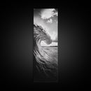 Ocean Wave Curl, Black White Surf, Modern Coastal Art, Bathroom Beach Decor, Framed Canvas Print, Minimalist Wall Style, Living Room Art