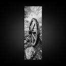 Prairie Wagon Wheel, Antique Rustic Wall Decor, Western Homestead Art, Barnhouse Style Print, Canvas Print, Fall Living Room Art