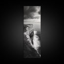 Coastal Cliff, Ocean Horizon, Nature Photography, Dramatic Skies, Framed Canvas Print, Modern Beach Wall Art, Minimalist Landscape Decor