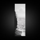Coastal Cliff, Ocean Waves, Monochrome Seascape, Framed Canvas Print, Minimalist Ocean Art, Bathroom Decor, Nautical Wall Art